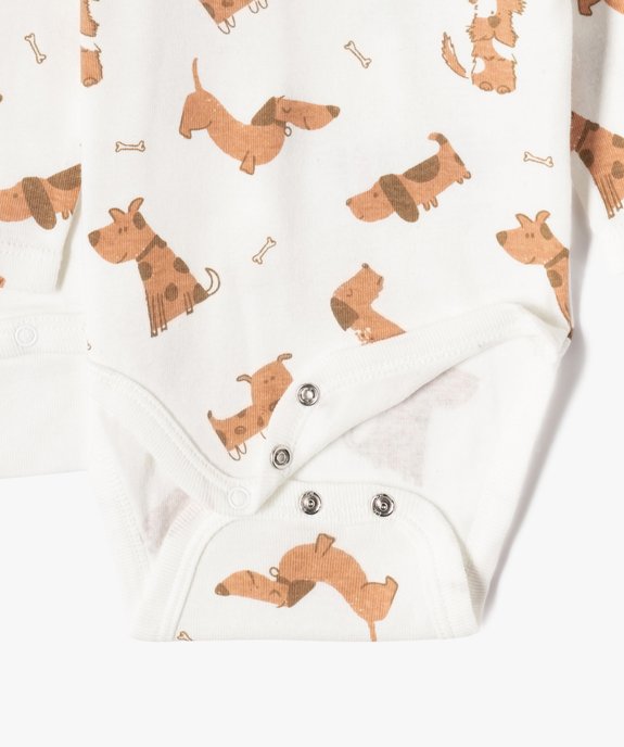 Bodies manches longues bébé motifs chiens (lot de 3) vue3 - GEMO 4G BEBE - GEMO