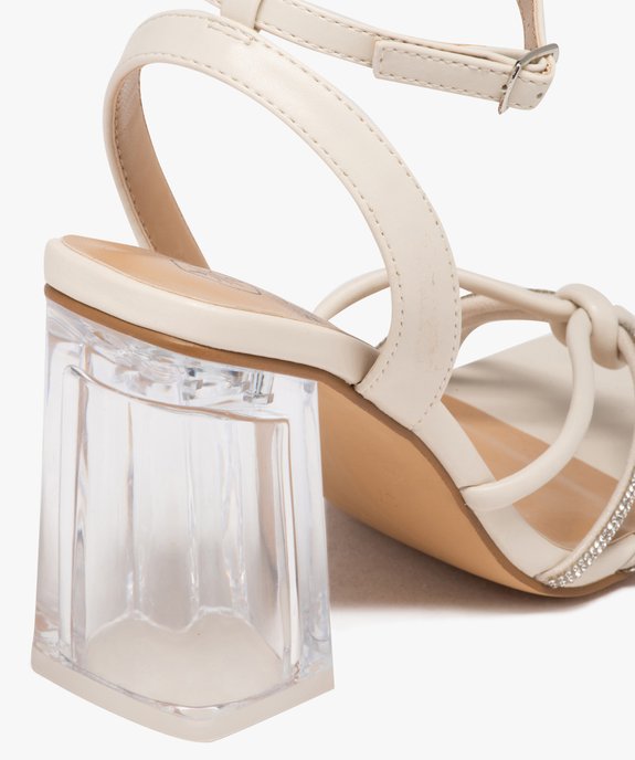 Sandales femme à talon flare transparent avec brides à strass  vue6 - GEMO(URBAIN) - GEMO