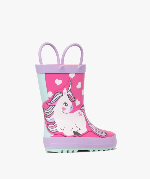 Bottes de pluie bébé fille licorne à petits coeurs et avec anses vue4 - LOVELY WINGS - GEMO