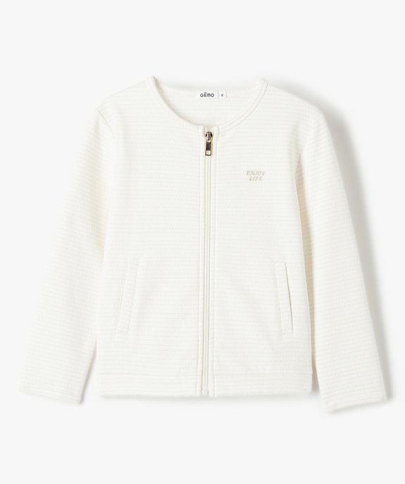 Sweat zippé à col rond avec motifs pailletés fille vue1 - GEMO (ENFANT) - GEMO