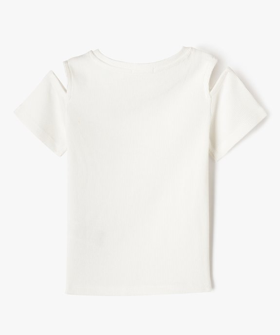 Tee-shirt à manches courtes avec épaules dénudées fille vue3 - GEMO (ENFANT) - GEMO