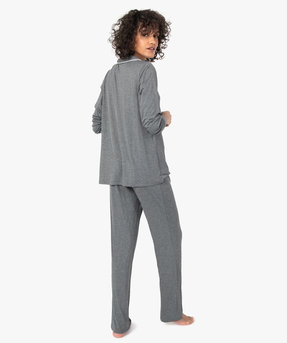 Pyjama deux pièces femme : chemise et pantalon vue3 - GEMO 4G FEMME - GEMO