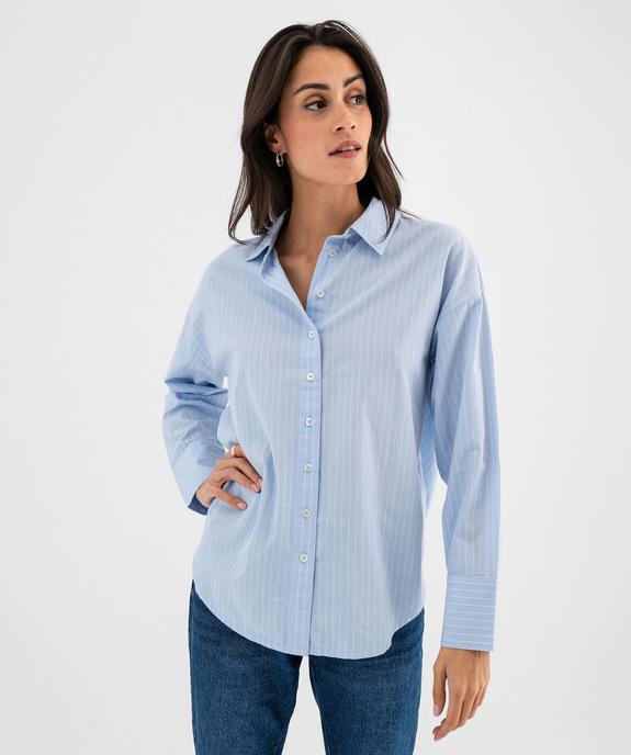 Chemise rayée coupe oversize en coton femme vue4 - GEMO(FEMME PAP) - GEMO