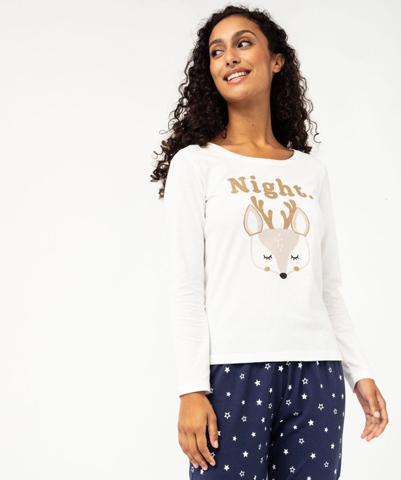 Ensemble 3 pièces femme : pyjama et veste zippée en maille peluche vue6 - GEMO(HOMWR FEM) - GEMO