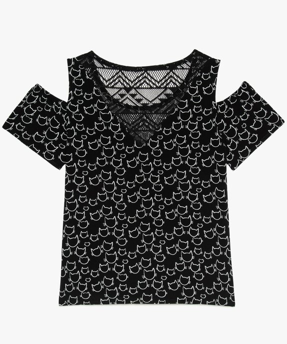 Blouse fille imprimée dos crocheté à épaules dénudées et nœud vue2 - GEMO (JUNIOR) - GEMO