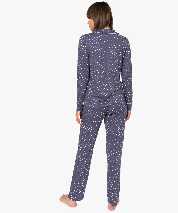 Pyjama deux pièces femme : chemise et pantalon vue3 - GEMO 4G FEMME - GEMO