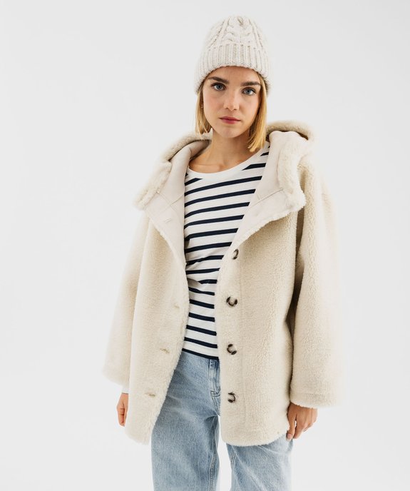 Veste oversize à capuche en fourrure imitation femme vue1 - GEMO(FEMME PAP) - GEMO