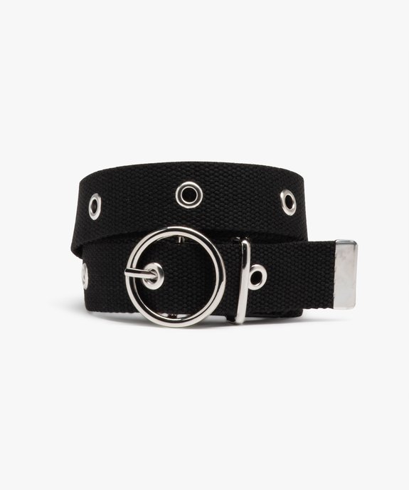 Ceinture sangle avec oeillets métalliques et boucle ronde fille vue1 - GEMO (JUNIOR) - GEMO