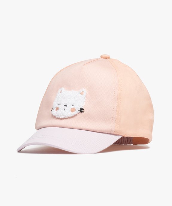 Casquette tricolore avec tête de chat bébé fille vue1 - GEMO 4G BEBE - GEMO