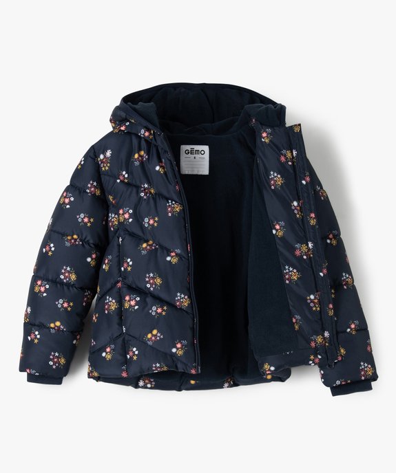 Parka fille matelassée à doublure polaire et motif fleurie déperlante vue2 - GEMO (ENFANT) - GEMO