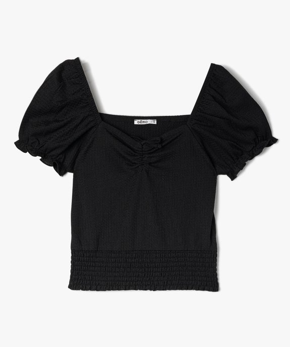 Blouse fille imprimée avec finitions smockées vue1 - GEMO (JUNIOR) - GEMO