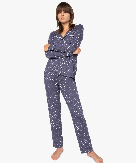 Pyjama deux pièces femme : chemise et pantalon vue1 - GEMO 4G FEMME - GEMO