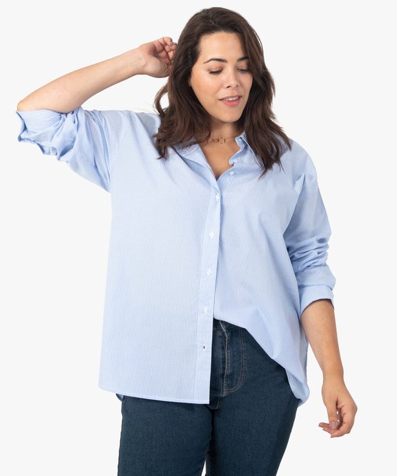 Chemise femme grande taille à manches longues et rayures vue1 - GEMO (G TAILLE) - GEMO