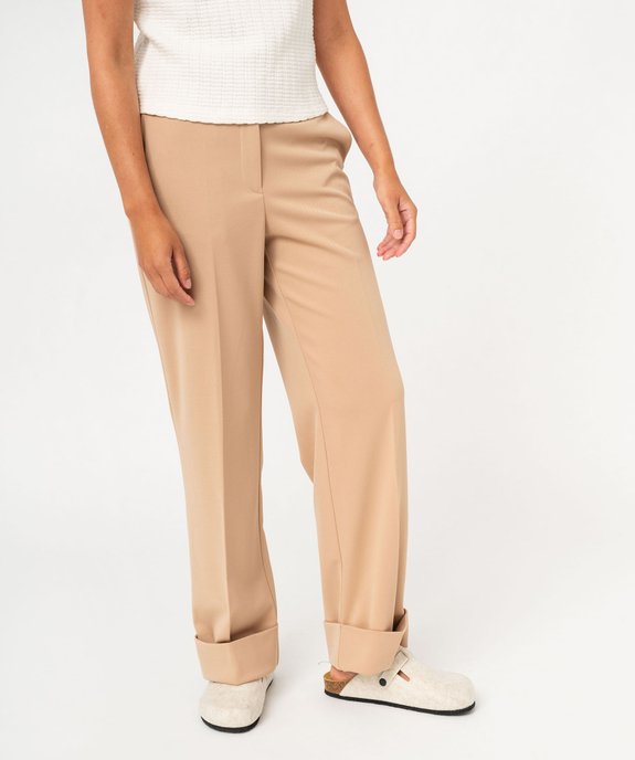 Pantalon de tailleur droit en maille souple femme vue2 - GEMO(FEMME PAP) - GEMO