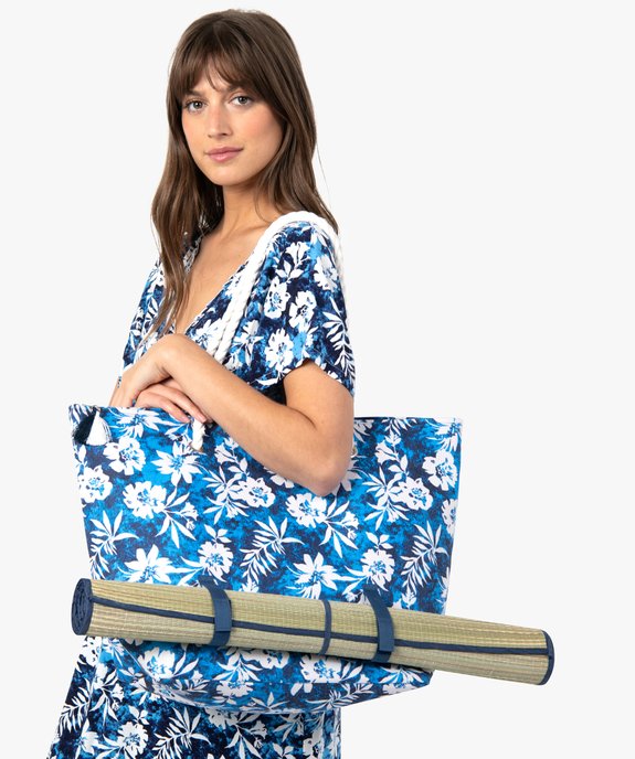 Sac de plage femme motif fleurs et tie-and-dye avec natte intégrée vue5 - GEMO (ACCESS) - GEMO