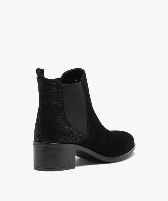 Chelsea boots dessus cuir à petit talon femme vue4 - TANEO - GEMO