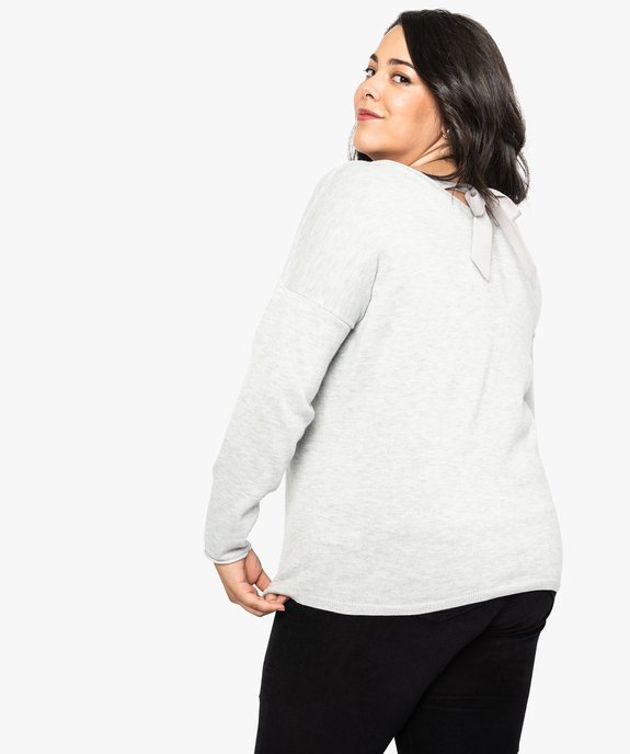 Pull femme ample avec strass et ruban satiné vue3 - GEMO (G TAILLE) - GEMO