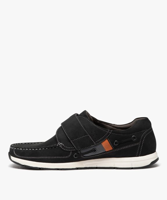 Chaussures bateau homme confort dessus en cuir uni et à scratch vue3 - G'FLEX GEMO FOR GOOD - GEMO