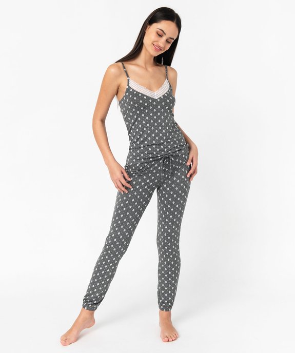 Pantalon de pyjama en maille fine avec bas resserré femme vue5 - GEMO 4G FEMME - GEMO