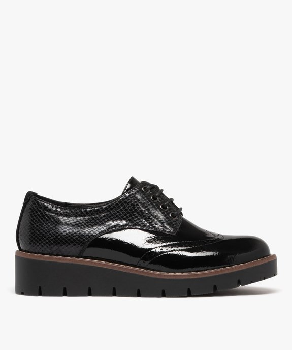 Derbies femme dessus vernis à bout fleuri à semelle plateforme crantée vue2 - GEMO (CASUAL) - GEMO