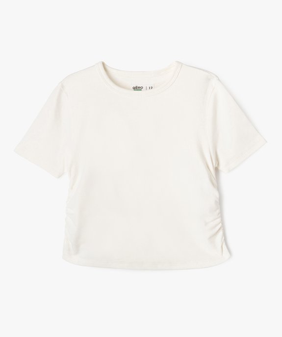 Tee-shirt manches courtes crop top à fronces fille vue1 - GEMO 4G FILLE - GEMO