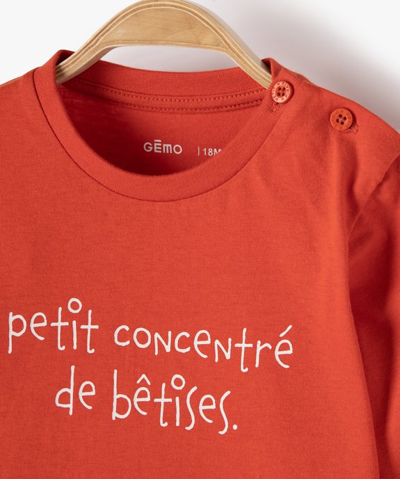 Tee-shirt bébé garçon à manches longues avec message vue2 - GEMO 4G BEBE - GEMO