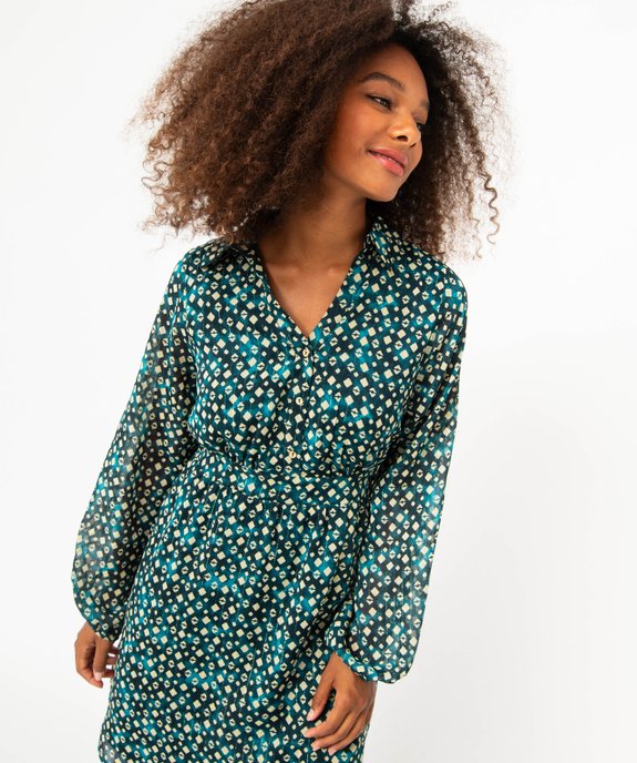 Robe à manches longues imprimée en voile femme vue5 - GEMO(FEMME PAP) - GEMO