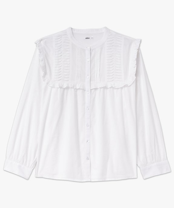 Chemise en coton avec plastron froncé femme grande taille vue4 - GEMO (G TAILLE) - GEMO