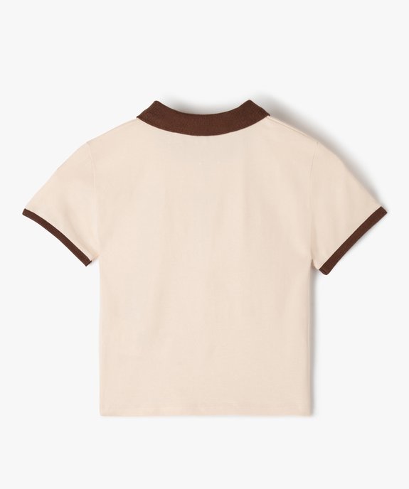 Polo fille façon crop top à manches courtes et col zippé vue3 - GEMO (JUNIOR) - GEMO