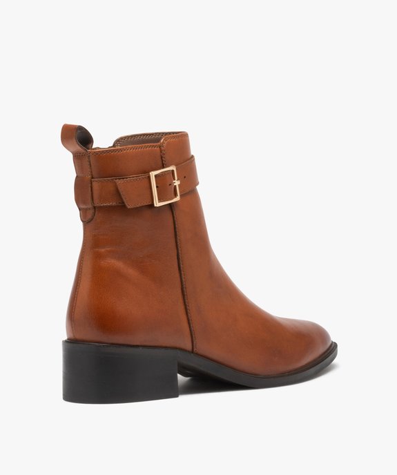 Boots femme en cuir uni à bout amande et à zip - Taneo vue4 - TANEO - GEMO