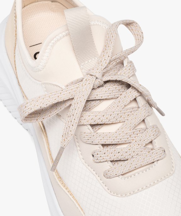 Baskets ultra legeres a details dores femme beige GEMO