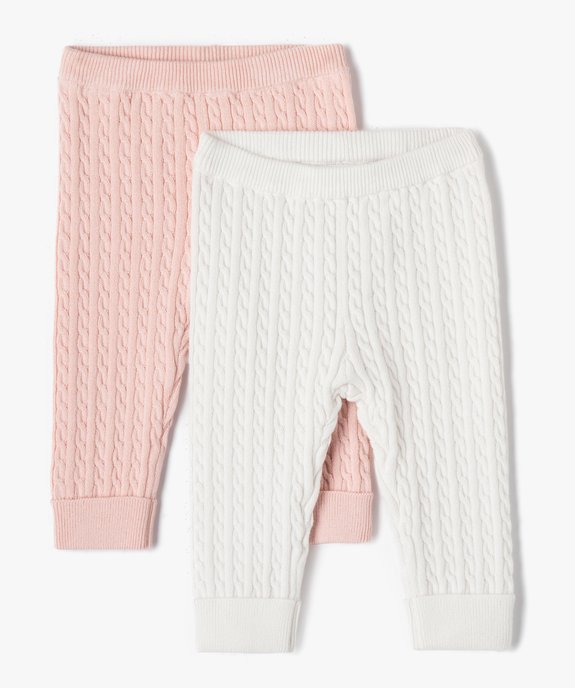 Pantalon bébé en maille torsadée (lot de 2) vue1 - GEMO(BB COUCHE) - GEMO