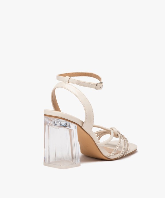 Sandales femme à talon flare transparent avec brides à strass  vue4 - GEMO(URBAIN) - GEMO