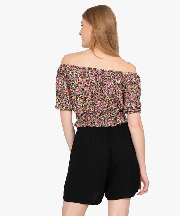 Blouse femme courte à motifs fleuris vue3 - GEMO(FEMME PAP) - GEMO