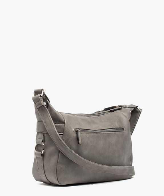 Sac femme forme besace avec zips décoratifs vue2 - GEMO (ACCESS) - GEMO