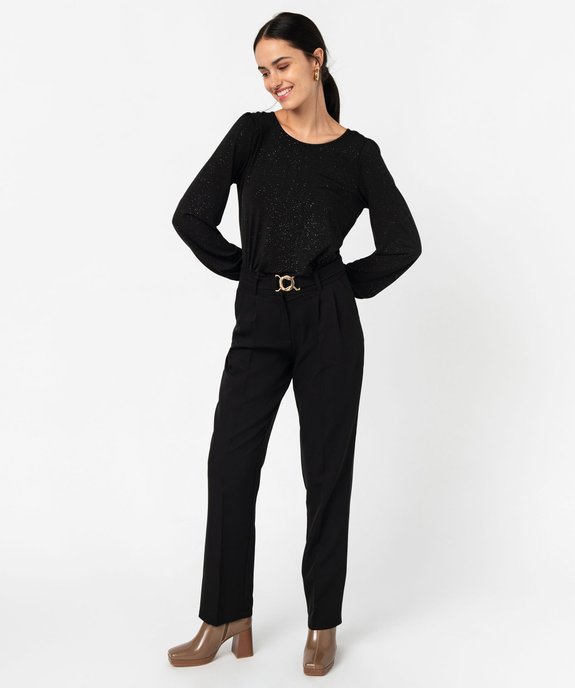 Pantalon en toile avec ceinture à boucle fantaisie femme vue5 - GEMO(FEMME PAP) - GEMO