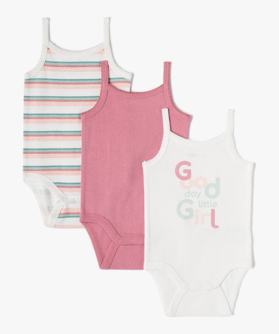 Body bébé à bretelles imprimé (lot de 3) vue1 - GEMO 4G BEBE - GEMO