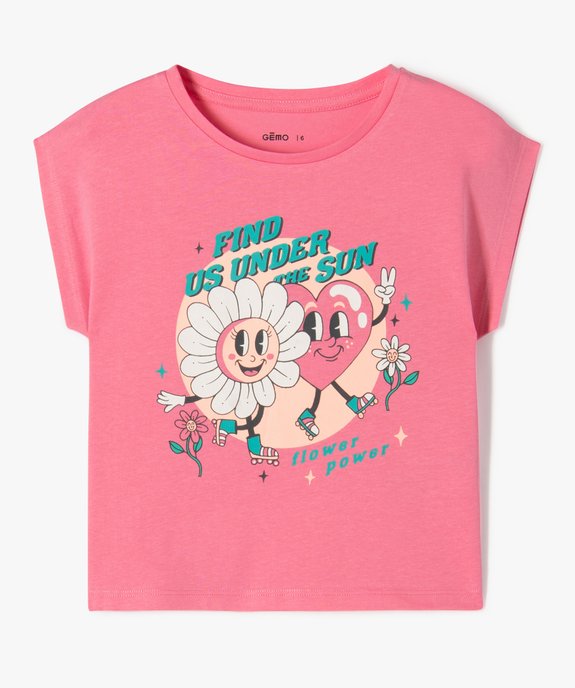 Tee-shirt manches courtes loose imprimé fille vue1 - GEMO 4G FILLE - GEMO