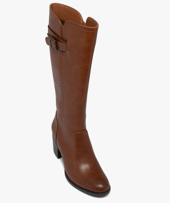 Bottes femme à talon carré avec zip et détails fleuris vue6 - GEMO(URBAIN) - GEMO