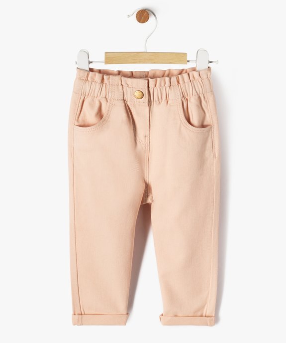 Pantalon en coton avec taille ajustable bébé fille vue1 - GEMO 4G BEBE - GEMO