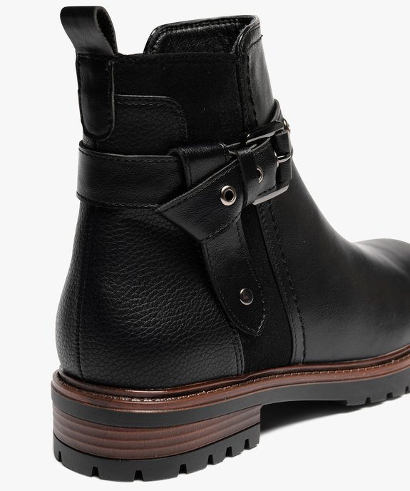 Boots femme à zip et détails suédés avec bride fantaisie  vue7 - GEMO (CASUAL) - GEMO