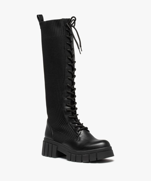 Bottes femme à semelle crantée et tige en maille vue2 - GEMO (CASUAL) - GEMO