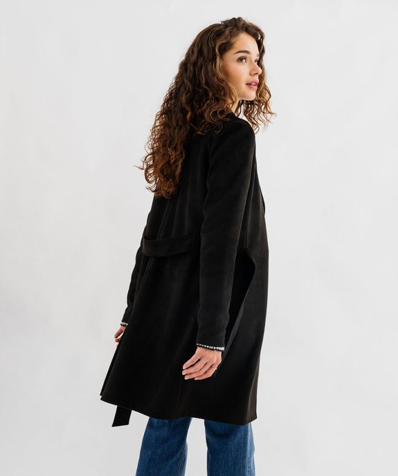 Manteau trench en suédine avec ceinture femme vue8 - GEMO 4G FEMME - GEMO