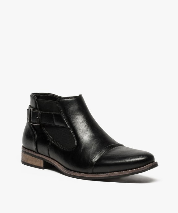 Boots homme chelsea unies zippées et boucle décorative vue2 - GEMO (HOMME) - GEMO