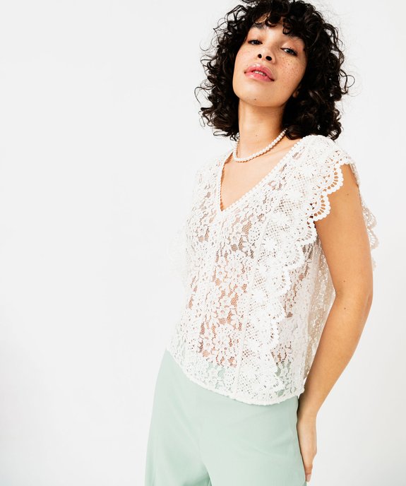 Blouse sans manches encolure V en dentelle et crochet femme vue2 - GEMO(FEMME PAP) - GEMO