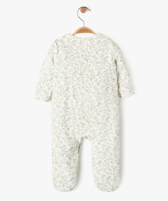 Pyjama en velours à motifs fleuris ouvert devant bébé fille vue3 - GEMO 4G BEBE - GEMO