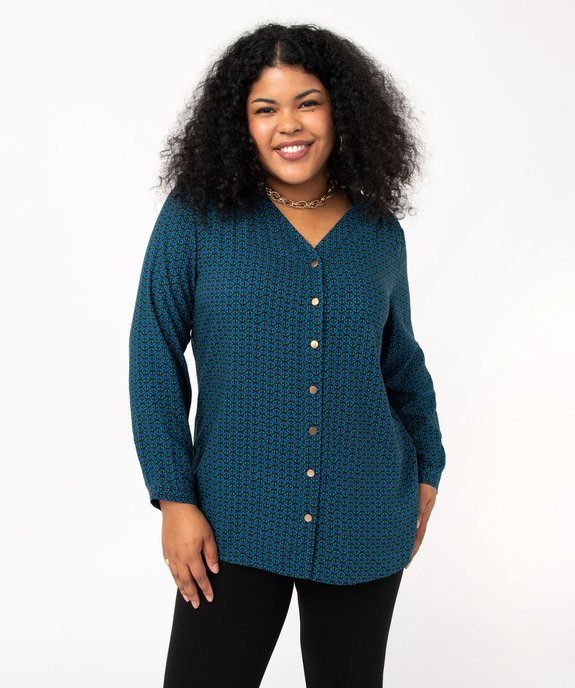 Chemise à manches longues imprimée femme grande taille vue1 - GEMO 4G GT - GEMO