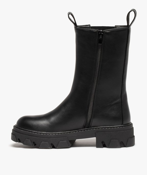 Boots femme Chelsea unies à semelle épaisse et crantée vue3 - GEMO (CASUAL) - GEMO