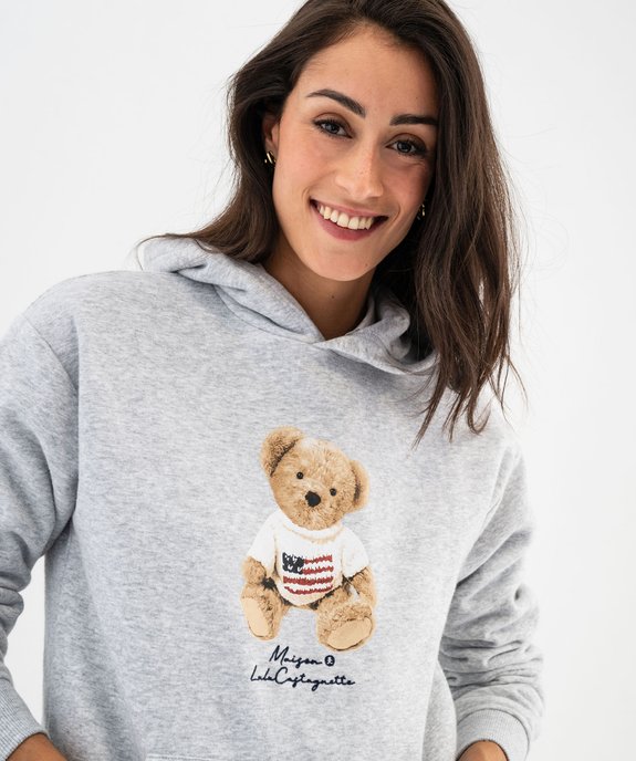 Sweat à capuche avec broderie femme - LuluCastagnette vue2 - LULUCASTAGNETTE - GEMO