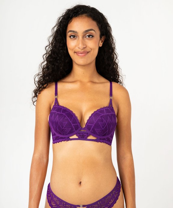 Soutien-gorge push-up en dentelle graphique à entre-bonnet fantaisie femme vue1 - GEMO(HOMWR FEM) - GEMO